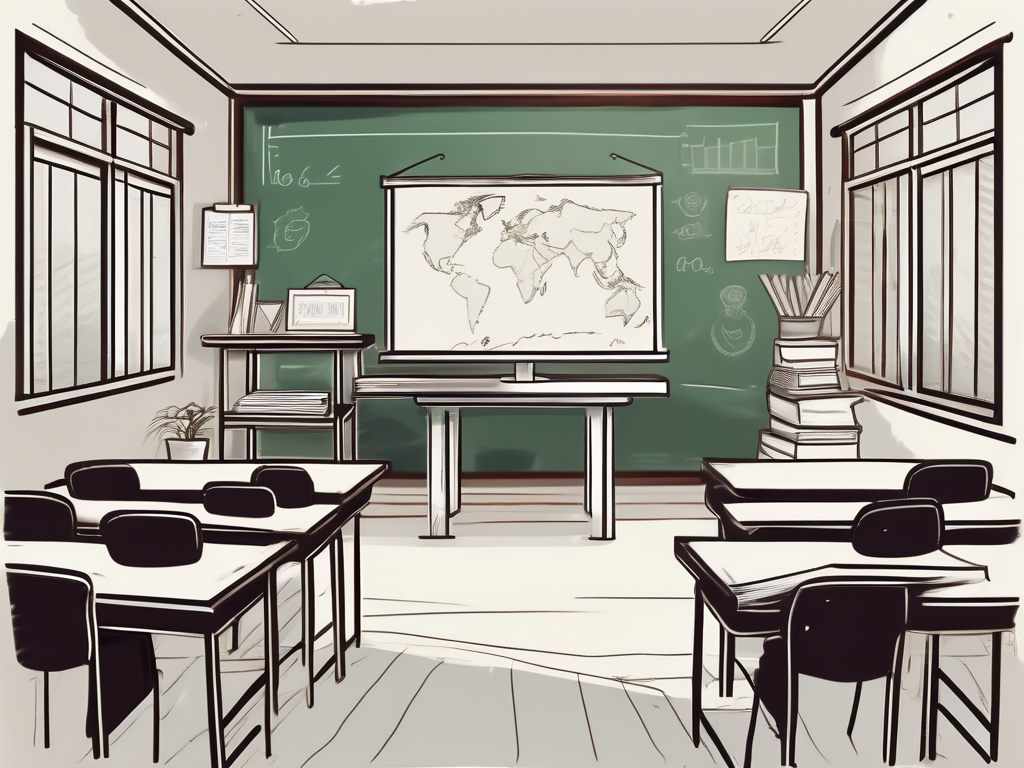 A classroom setting in thailand with teaching aids