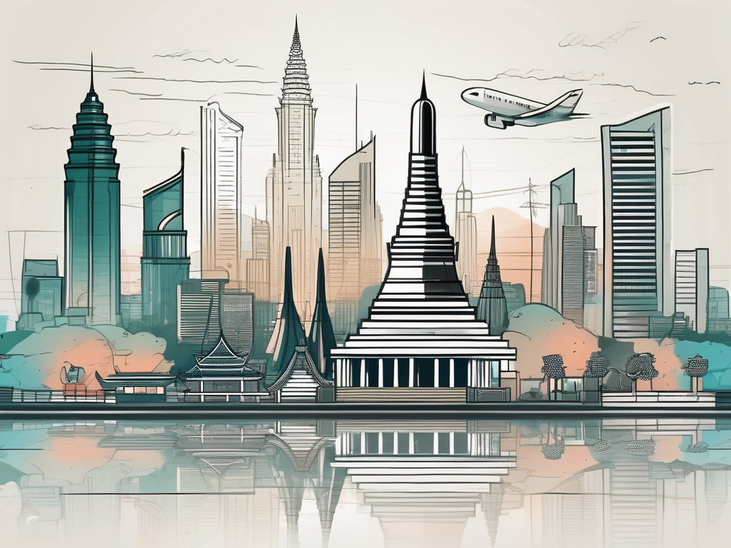 A cityscape of bangkok with notable landmarks