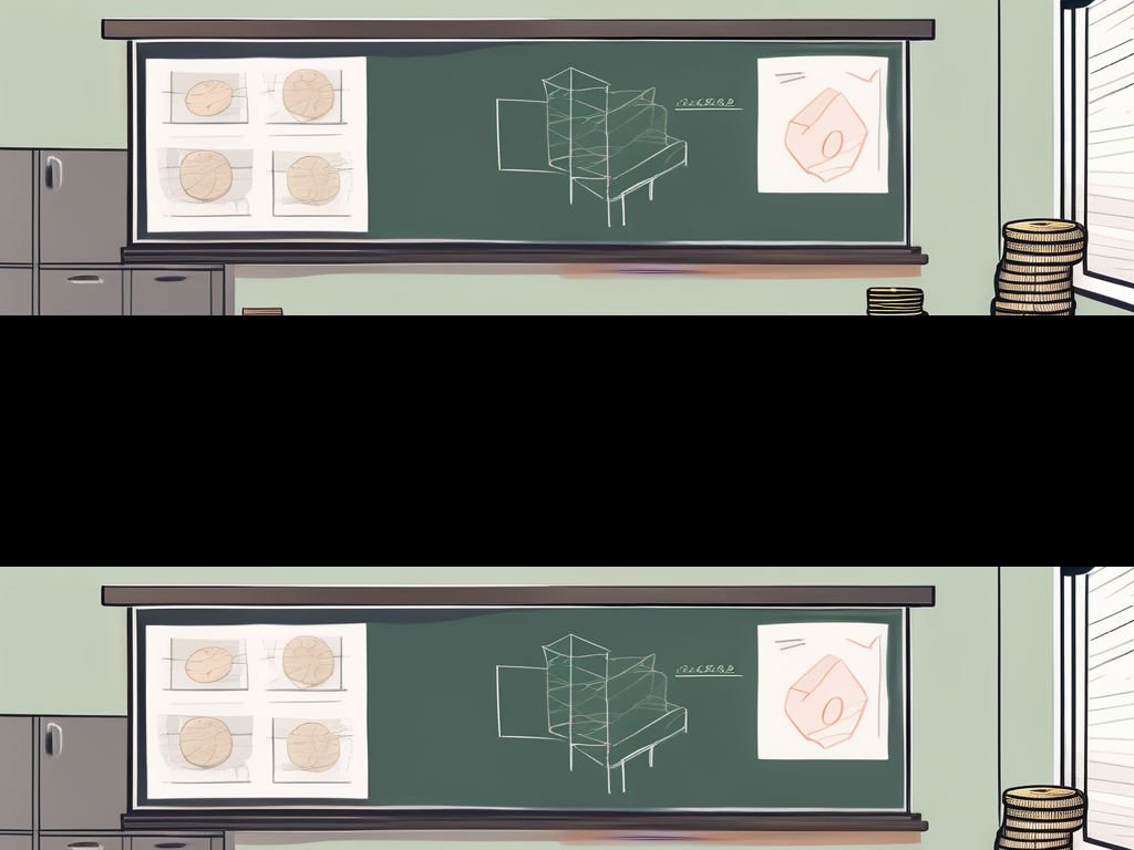 A classroom with a diploma and a graduation cap on the teacher's desk