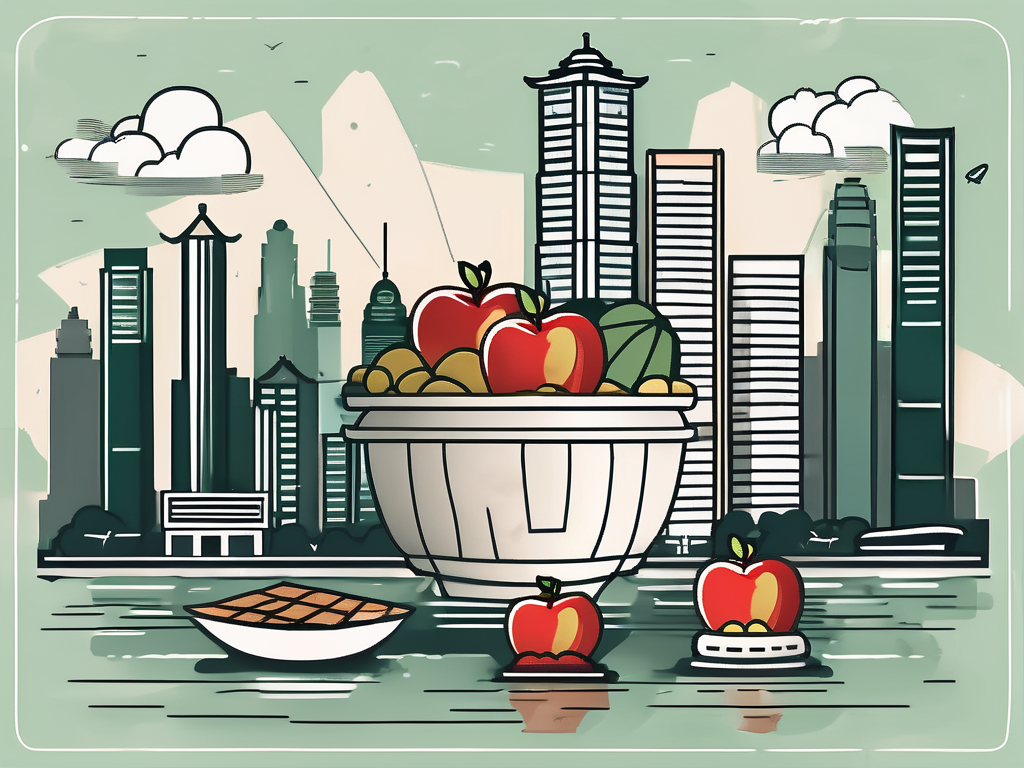 Various symbolic elements representing hong kong
