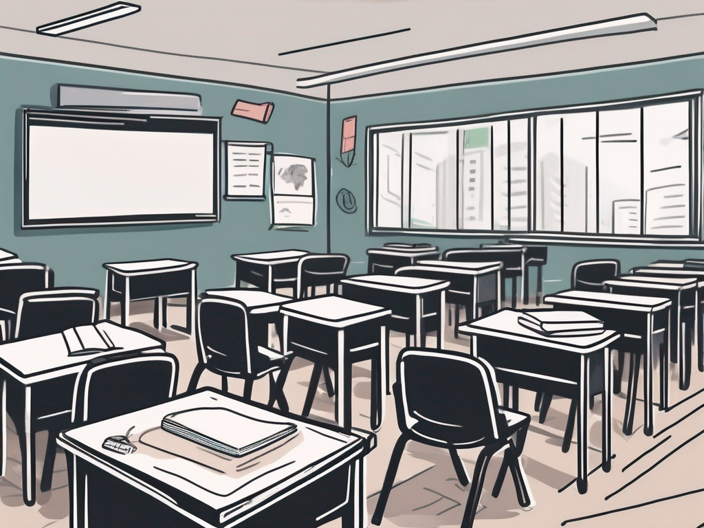 A classroom setting in malaysia with a chalkboard
