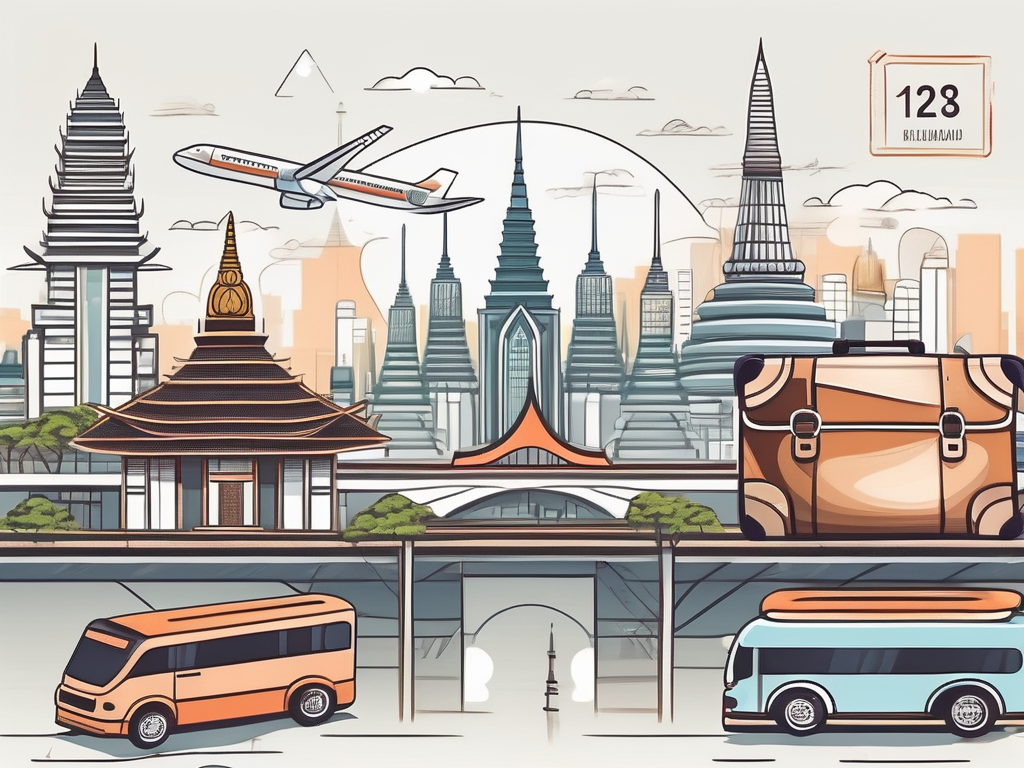 A bustling bangkok cityscape with iconic landmarks