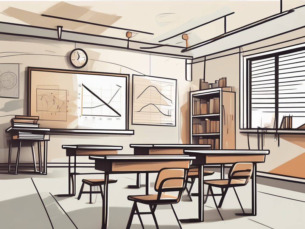 A classroom in dubai with various educational tools and elements that symbolize diversity and a master's degree in education