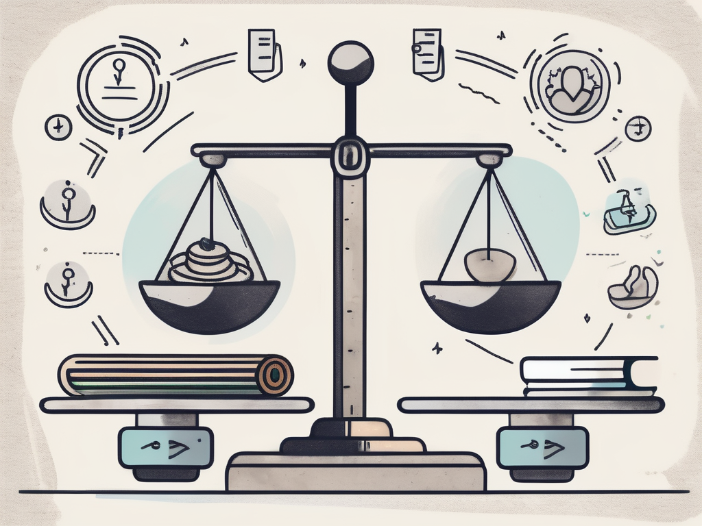 A balanced scale with symbols representing positive relationships